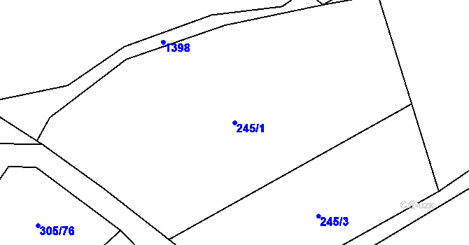 Parcela st. 245/1 v KÚ Hutisko, Katastrální mapa