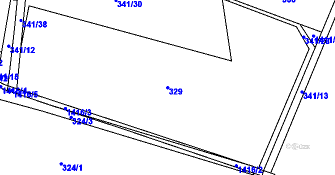 Parcela st. 329 v KÚ Hutisko, Katastrální mapa