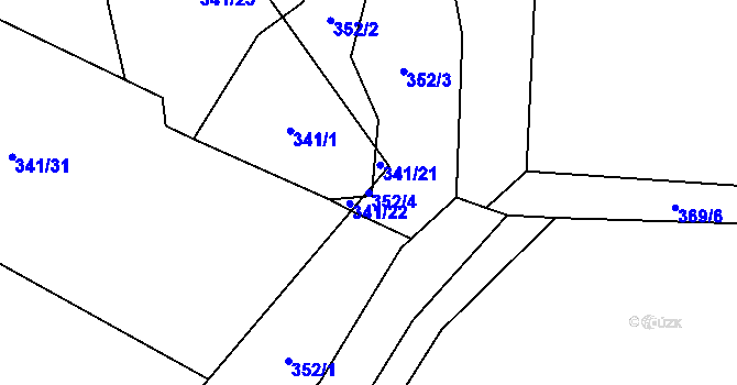 Parcela st. 352/4 v KÚ Hutisko, Katastrální mapa