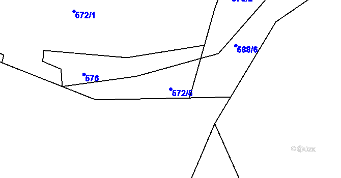 Parcela st. 572/5 v KÚ Hutisko, Katastrální mapa