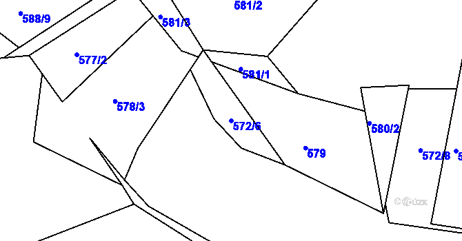 Parcela st. 572/6 v KÚ Hutisko, Katastrální mapa