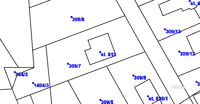 Parcela st. 812 v KÚ Hutisko, Katastrální mapa