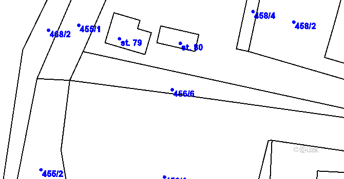 Parcela st. 456/6 v KÚ Hutisko, Katastrální mapa