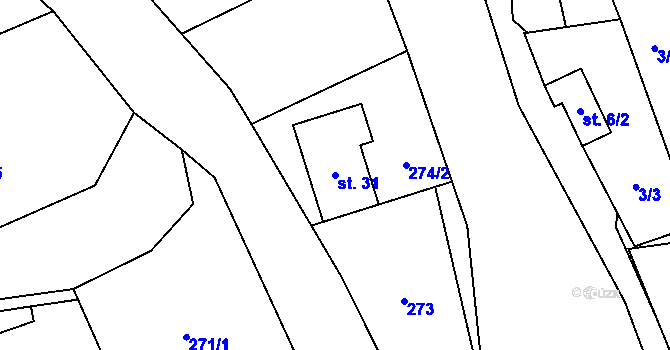 Parcela st. 31 v KÚ Solanec pod Soláněm, Katastrální mapa