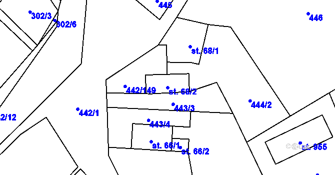 Parcela st. 68/2 v KÚ Solanec pod Soláněm, Katastrální mapa