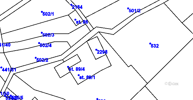 Parcela st. 89/3 v KÚ Solanec pod Soláněm, Katastrální mapa