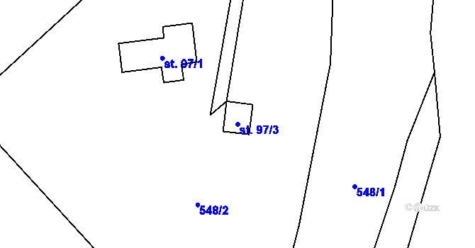 Parcela st. 97/3 v KÚ Solanec pod Soláněm, Katastrální mapa