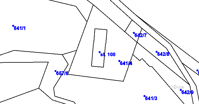 Parcela st. 100 v KÚ Solanec pod Soláněm, Katastrální mapa