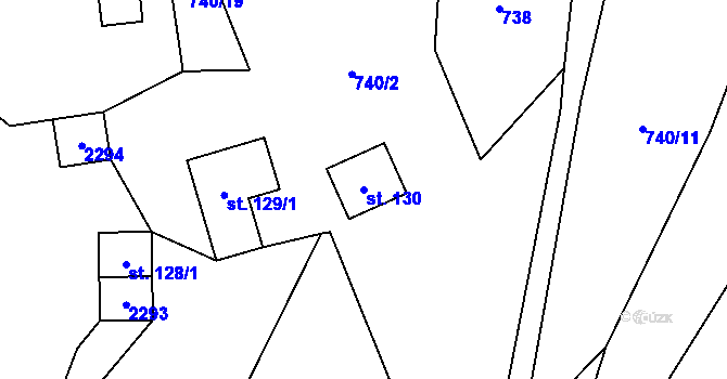 Parcela st. 130 v KÚ Solanec pod Soláněm, Katastrální mapa