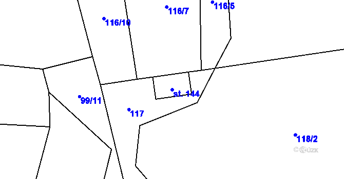 Parcela st. 144 v KÚ Solanec pod Soláněm, Katastrální mapa