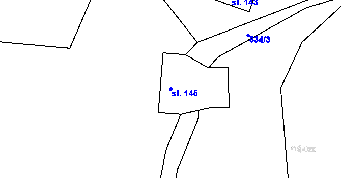 Parcela st. 145 v KÚ Solanec pod Soláněm, Katastrální mapa