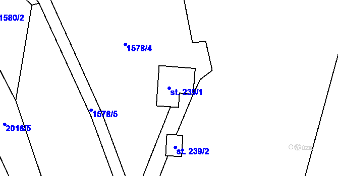 Parcela st. 239/1 v KÚ Solanec pod Soláněm, Katastrální mapa