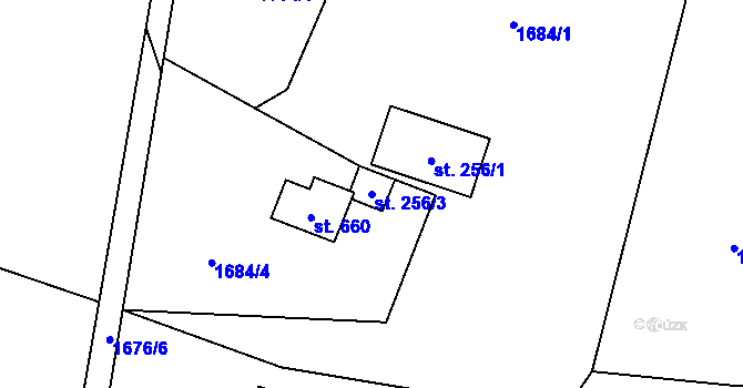 Parcela st. 256/3 v KÚ Solanec pod Soláněm, Katastrální mapa