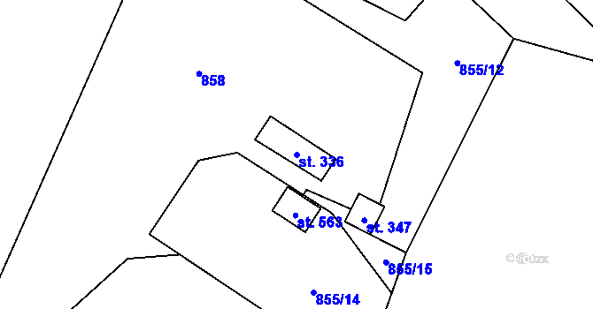 Parcela st. 336 v KÚ Solanec pod Soláněm, Katastrální mapa