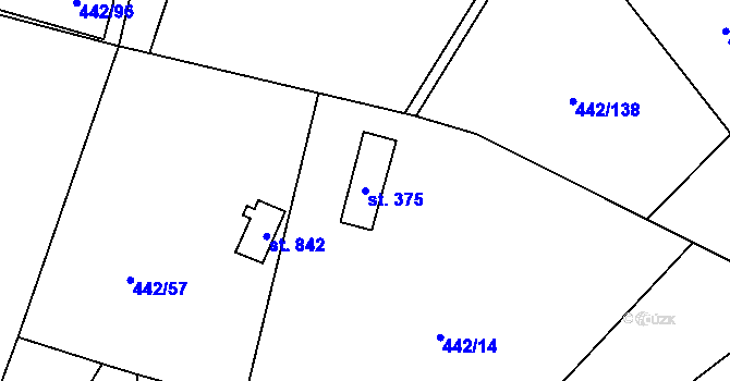 Parcela st. 375 v KÚ Solanec pod Soláněm, Katastrální mapa