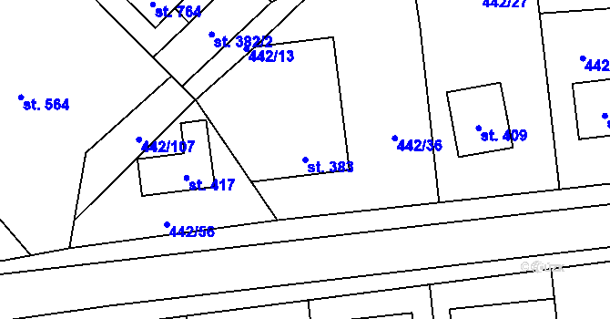 Parcela st. 383 v KÚ Solanec pod Soláněm, Katastrální mapa