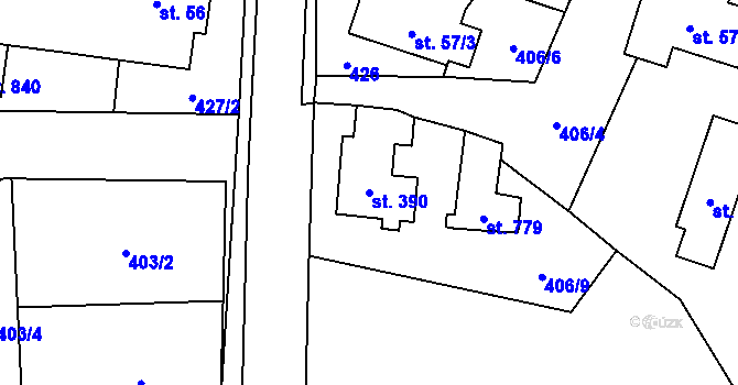 Parcela st. 390 v KÚ Solanec pod Soláněm, Katastrální mapa
