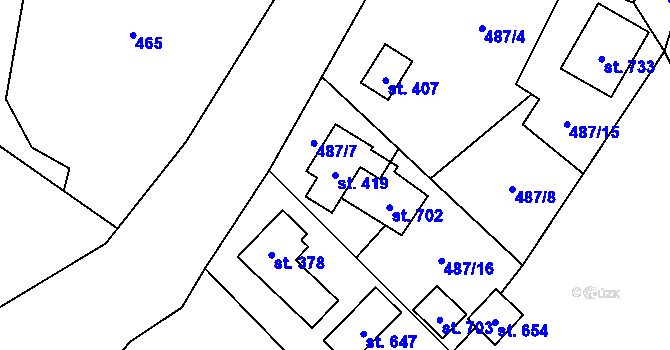 Parcela st. 419 v KÚ Solanec pod Soláněm, Katastrální mapa
