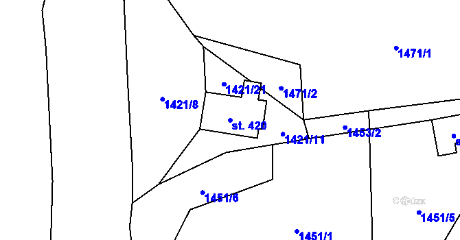 Parcela st. 420 v KÚ Solanec pod Soláněm, Katastrální mapa
