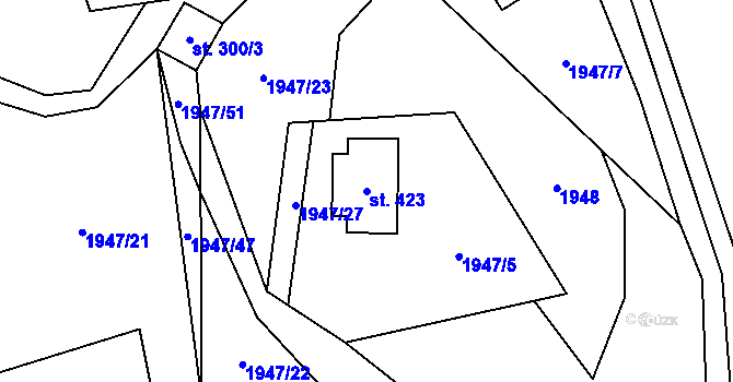 Parcela st. 423 v KÚ Solanec pod Soláněm, Katastrální mapa