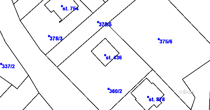 Parcela st. 436 v KÚ Solanec pod Soláněm, Katastrální mapa