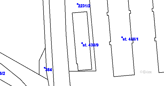 Parcela st. 438/9 v KÚ Solanec pod Soláněm, Katastrální mapa