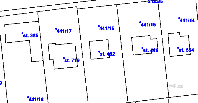 Parcela st. 452 v KÚ Solanec pod Soláněm, Katastrální mapa