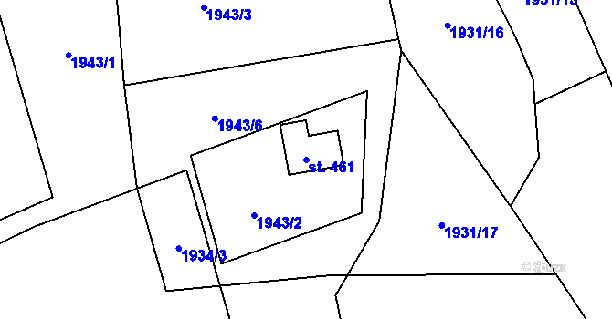 Parcela st. 461 v KÚ Solanec pod Soláněm, Katastrální mapa