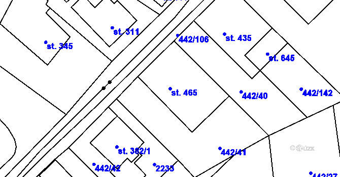 Parcela st. 465 v KÚ Solanec pod Soláněm, Katastrální mapa