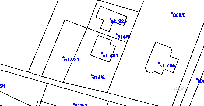 Parcela st. 491 v KÚ Solanec pod Soláněm, Katastrální mapa