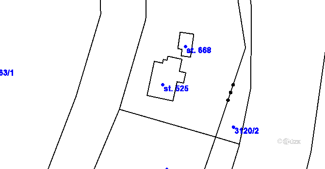 Parcela st. 525 v KÚ Solanec pod Soláněm, Katastrální mapa