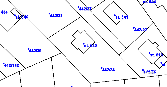 Parcela st. 540 v KÚ Solanec pod Soláněm, Katastrální mapa