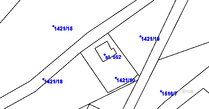 Parcela st. 552 v KÚ Solanec pod Soláněm, Katastrální mapa