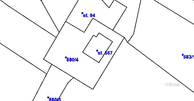 Parcela st. 557 v KÚ Solanec pod Soláněm, Katastrální mapa