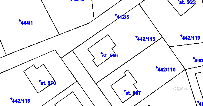 Parcela st. 566 v KÚ Solanec pod Soláněm, Katastrální mapa