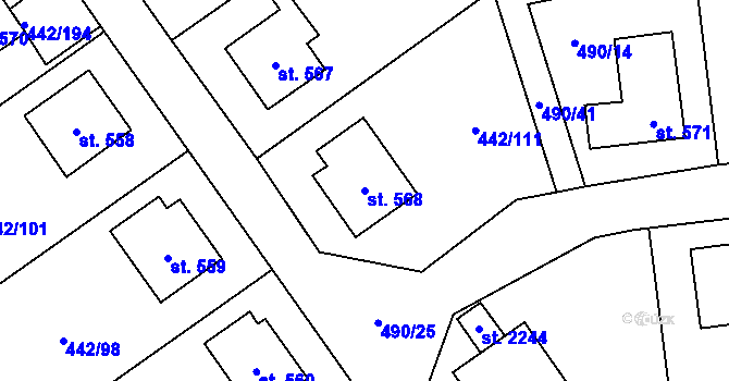 Parcela st. 568 v KÚ Solanec pod Soláněm, Katastrální mapa