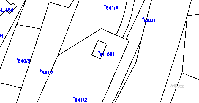 Parcela st. 621 v KÚ Solanec pod Soláněm, Katastrální mapa