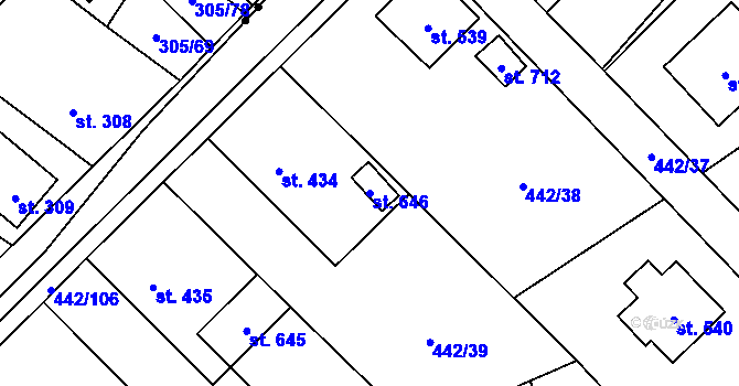 Parcela st. 646 v KÚ Solanec pod Soláněm, Katastrální mapa