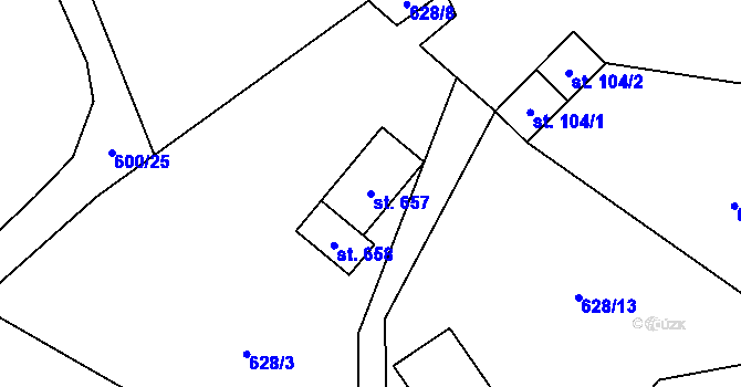 Parcela st. 657 v KÚ Solanec pod Soláněm, Katastrální mapa
