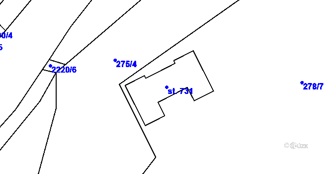 Parcela st. 731 v KÚ Solanec pod Soláněm, Katastrální mapa