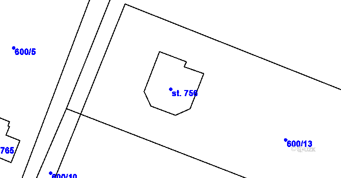 Parcela st. 756 v KÚ Solanec pod Soláněm, Katastrální mapa
