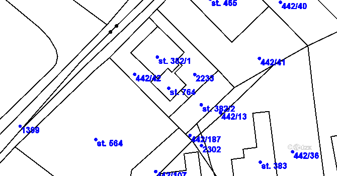 Parcela st. 764 v KÚ Solanec pod Soláněm, Katastrální mapa