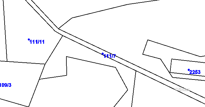Parcela st. 111/7 v KÚ Solanec pod Soláněm, Katastrální mapa