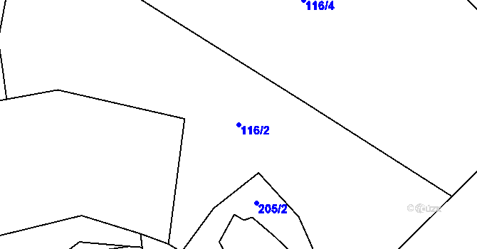 Parcela st. 116/2 v KÚ Solanec pod Soláněm, Katastrální mapa