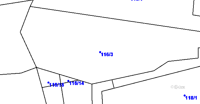 Parcela st. 116/3 v KÚ Solanec pod Soláněm, Katastrální mapa