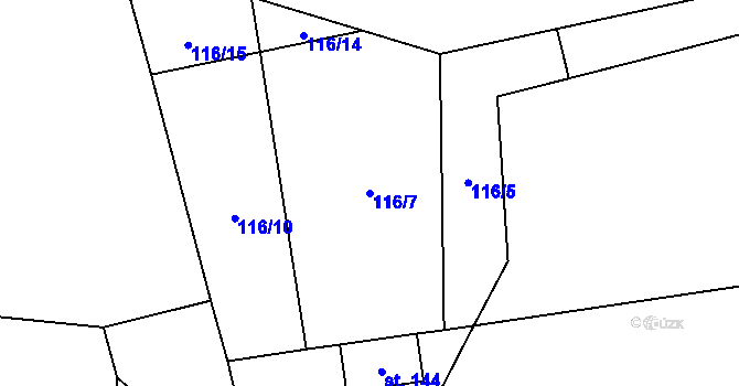 Parcela st. 116/7 v KÚ Solanec pod Soláněm, Katastrální mapa