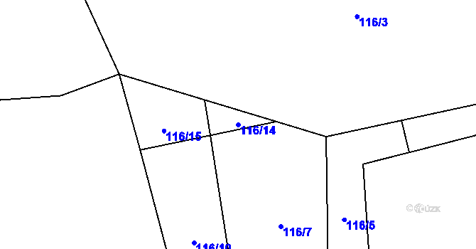 Parcela st. 116/14 v KÚ Solanec pod Soláněm, Katastrální mapa