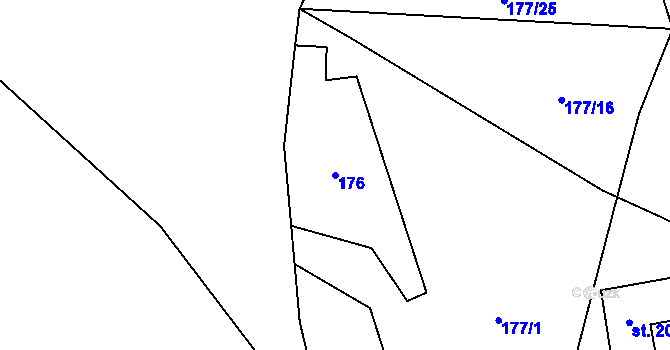 Parcela st. 176 v KÚ Solanec pod Soláněm, Katastrální mapa