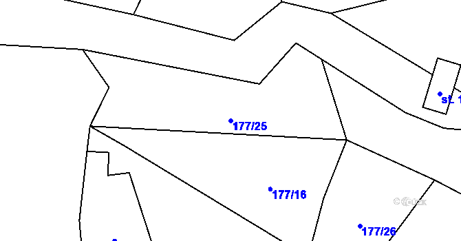 Parcela st. 177/25 v KÚ Solanec pod Soláněm, Katastrální mapa
