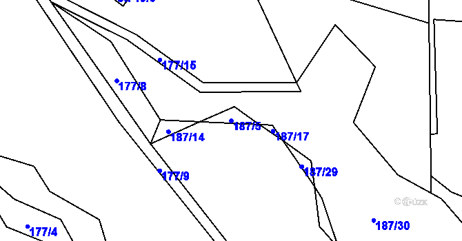 Parcela st. 187/5 v KÚ Solanec pod Soláněm, Katastrální mapa